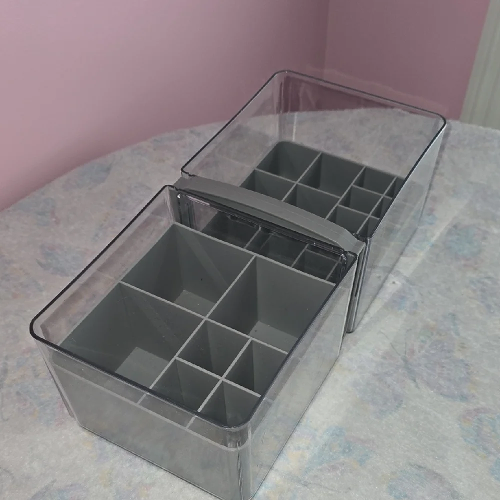 Transparent Gray Makeup Organizer with‎ Handle